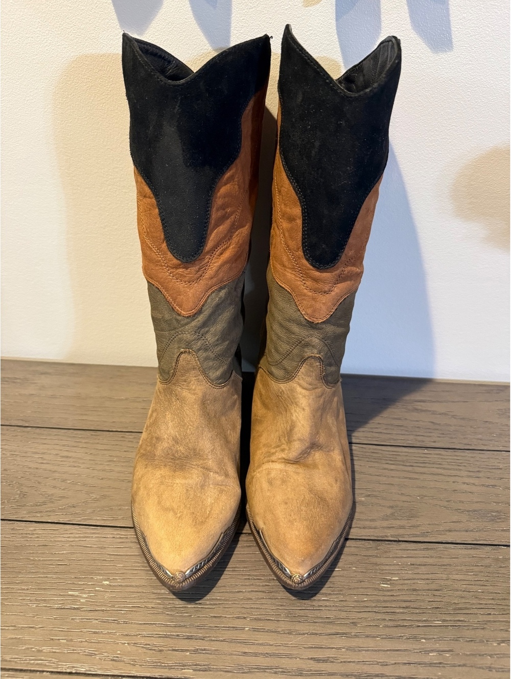 Vintage Zodiac Multicolor Suede Cowboy Boots - Picture 4 of 11
